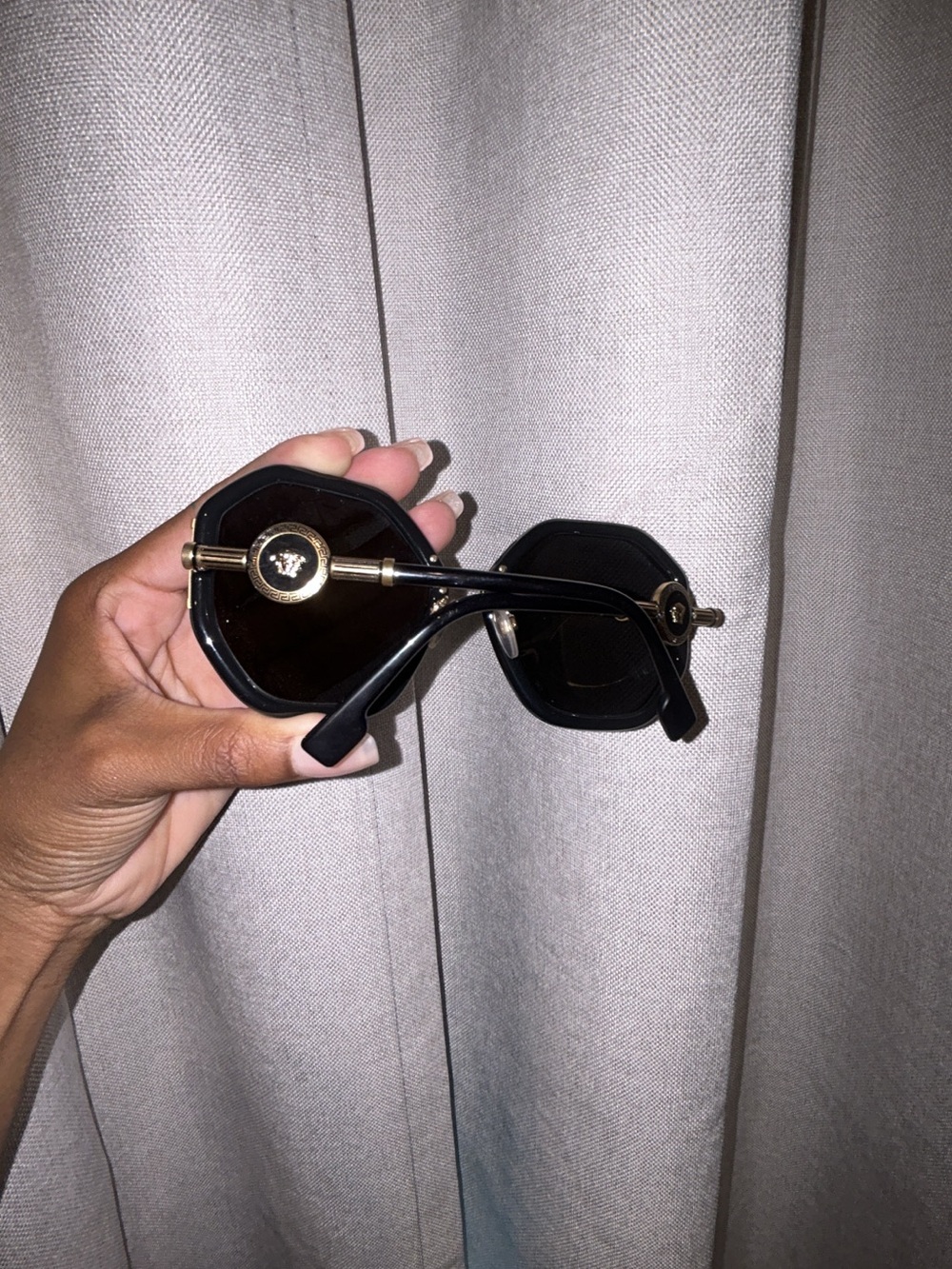 Versace Black and Gold Octagonal Sunglasses - Picture 8 of 12
